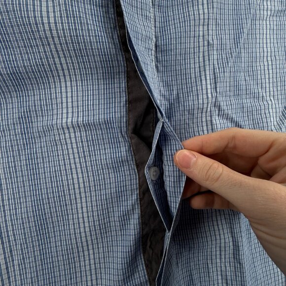 Armani Exchange Hidden Buttons Button Up Shirt Long Sleeve Blue Medium Slim Fit - Picture 13 of 16